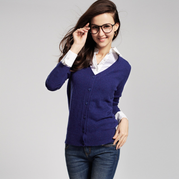Women VANCL Premium Wool V Neck Cardigan M L X - Picture 1 of 6